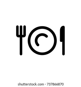 Vector Fork, Plate, Knife icon. Dish. Cutlery flatware utensils
