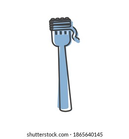 Vector fork and spaghetti icon on cartoon style on white isolated background.