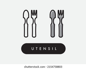 Ilustración de iconos de la horquilla de vectores y del utensil de cuchara