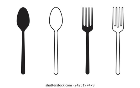 vector fork and spoon icons