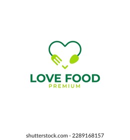 Vector fork and spoon with love logo design illustration idea