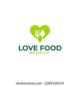 Vector fork and spoon with love logo design illustration idea