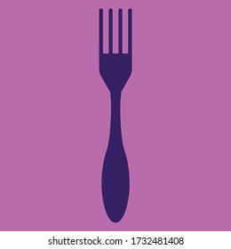 vector fork standing in purple against a pink background.