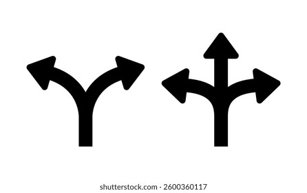 Vector Forked Road Icons on White Background