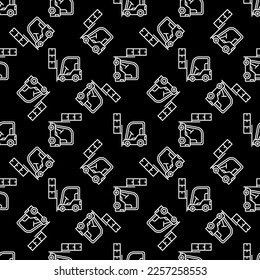 Vector Forklift concept minimal linear seamless pattern or background