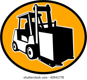 vector of a Forklift and operator viewed from side