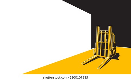 Vector of forklift truck for warehousing and logistics template background.