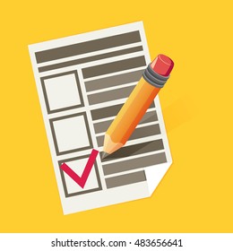 Vector Form Pencil and Tick Icon