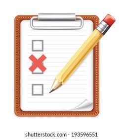 Vector Form Pencil and X Mark Icon