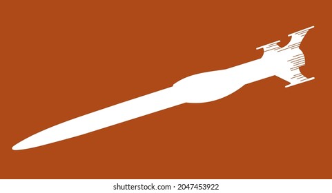 Vector en forma de silueta blanca sobre un fondo naranja de un barco futurista 001