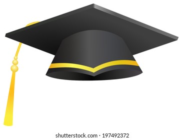 Black Graduation Cap Gold Tassel Isolated Stock Vector (Royalty Free ...