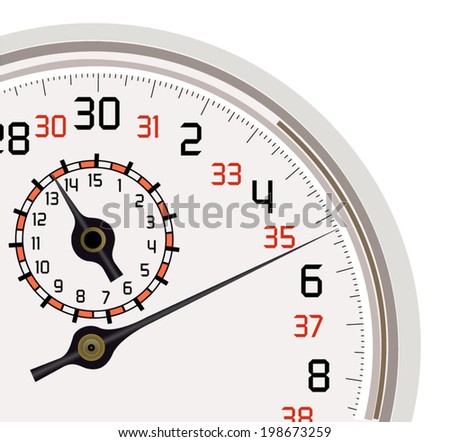 Vector format of analog stopwatch quarter cut out