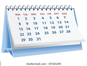 Vector format of blue desk paper calender