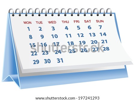 Vector format of blue desk paper calender