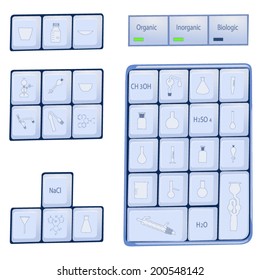 Vector format of computer keyboard with chemical symbols