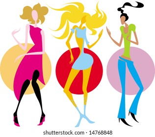 Vector Format. Girls. Discotheque. This image is a vector illustration and can be scaled to any size without loss of resolution.