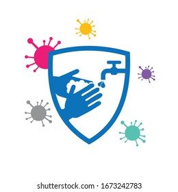 A vector format icon for hand wash to protect the spread of germs