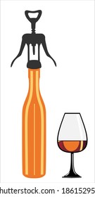  vector format including bottle, glass, corkscrew