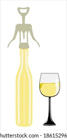  vector format including bottle, glass, corkscrew