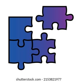 Vector format puzzle icon in blue color.
