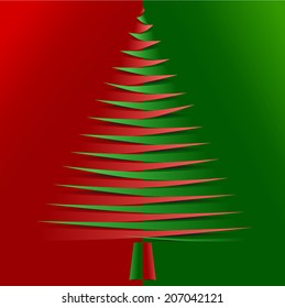 Vector format of red and green christmas tree from pointy bended papers. Christmas. Tree. Holidays. Gifts. Joy. Family. Home. Winter. Presents.