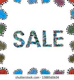 Vector format. Sale Discount background for the online store, shop, promotional leaflet, poster, banner. Seamless. Illustration in white, black and blue colors.