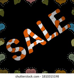 Vector format. Sale Discount background for the online store, shop, promotional leaflet, poster, banner. Seamless. Illustration in black, white and orange colors.