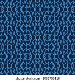 Vector format, seamless geometric new style. A set of seamless blue technology. Modern abstract textures.