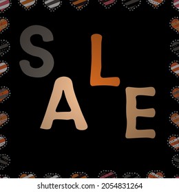 Formato vectorial. Patrón sin foco. Vender información de descuento para la tienda online, folleto promocional, tienda, afiche, banner. Imagen en tonos anaranjados, beige y negro.