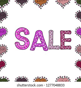 Vector format. Seamless. Picture in violet, black and white colors. Sale Discount background for the online store, shop, promotion, poster, promotional leaflet, banner.