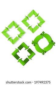 Vector format of set of various green recycling signs