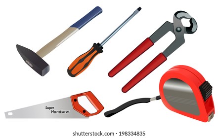 Vector format of small set of workshop hand tools