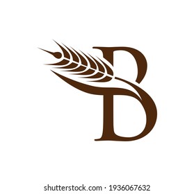 Vector format Wheat Grain Initial Logo Letter B