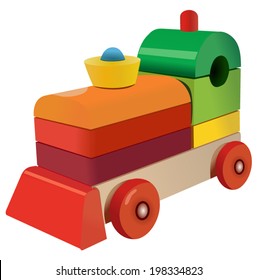 Vector format of wooden cubes colored locomotive toy