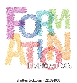 Vector formation. Broken text scrawled