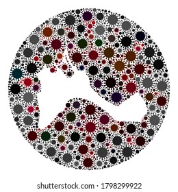Collage de mapas de la isla Vector Formentera del virus covid-2019. La infección ataca el territorio de bloqueo desde afuera. Collage de mapas de la isla Formentera creado con elementos de infección.