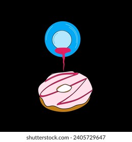Vector forming a donut with jam sprinkled on top