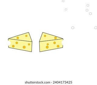 Vector forms a 14 piece of cheese cake with a bitten part of the cake