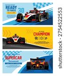 vector formula one race banner set	