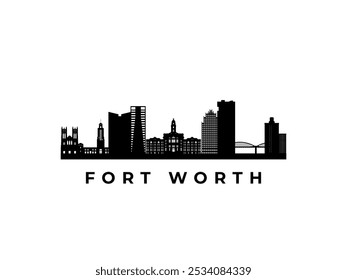 Horizonte del Vector Fort Worth. Viajar a Fort Worth Lugares famosos famosos. Concepto de negocios y turismo para presentación, Anuncio, Sitio web.