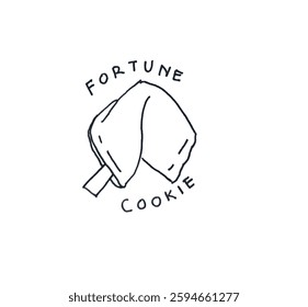 Vector fortune cookie lucky luck. 
Isolated engraved style object. 
Linear drawing in black and white colors.
