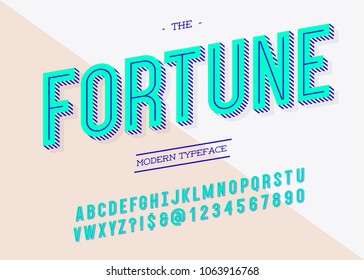 Vector fortune font trend typography. Alpabet modern colorful style for t shirt, animation, video, poster, printing, decoration, book. Cool typeface. 10 eps