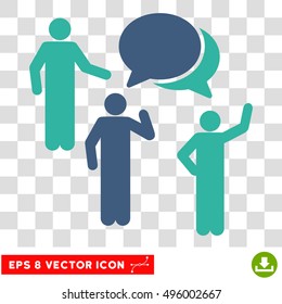 Vector Forum Persons EPS vector pictogram. Illustration style is flat iconic bicolor cobalt and cyan symbol on a transparent background.