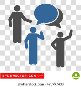 Vector Forum Persons EPS vector pictograph. Illustration style is flat iconic bicolor cobalt and gray symbol on a transparent background.