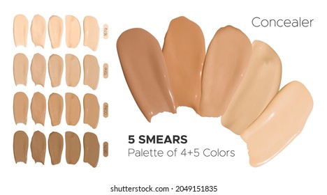 Vector Foundation Smudges. Make Up Concealer Gel. Color Female Swatch. Face Care Background. Foundation Smudges. Fashion Makeup Texture. Skin Beauty Drops. Beige Liquid Foundation Smudges.