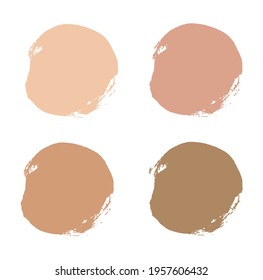 Vector. Foundation tone cream makeup cosmetic smear. Liquid stain from the foundation. Isolated, white background. Different skin color types.
