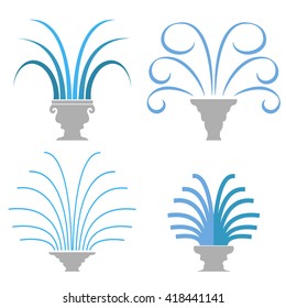 Vector Fountain Icon Collection Isolated on White Background