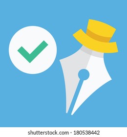 Vector Fountain Pen and Check Mark Icon