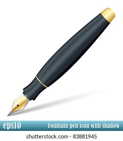 Vector Fountain Pen icon with transparent shadow
