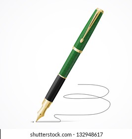 Vector Fountain pen isolated and signature